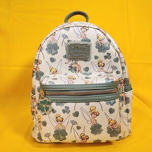 Loungefly Disney Tinker Bell 4-Leaf Clover Mini Backpack Peter Pan Fairy Glitter
